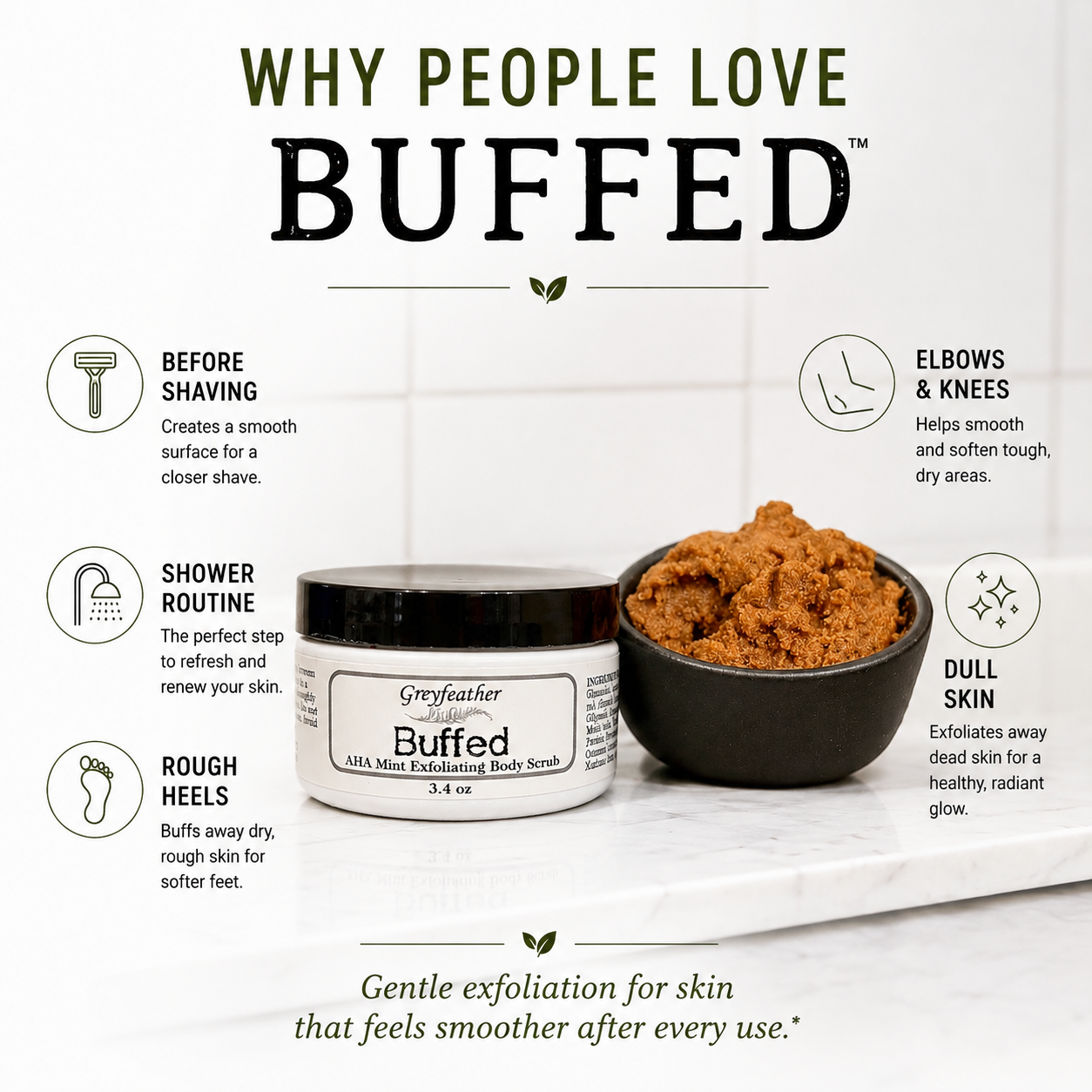Greyfeather™ Buffed Body Scrub with Botanical AHA Complex