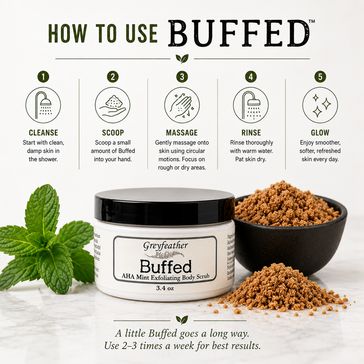 Greyfeather™ Buffed Body Scrub with Botanical AHA Complex