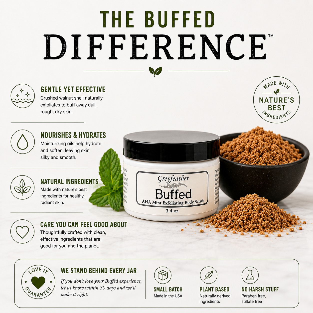 Greyfeather™ Buffed Body Scrub with Botanical AHA Complex